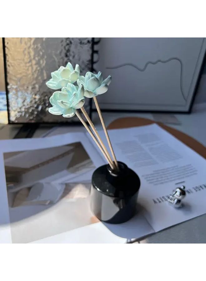 أعواد الروطان المزيفة غير القابلة للاشتعال باللون الأزرق مع حامل أسود لتزيين المنزل والمكتب والمنتجعات الصحية - Image 1